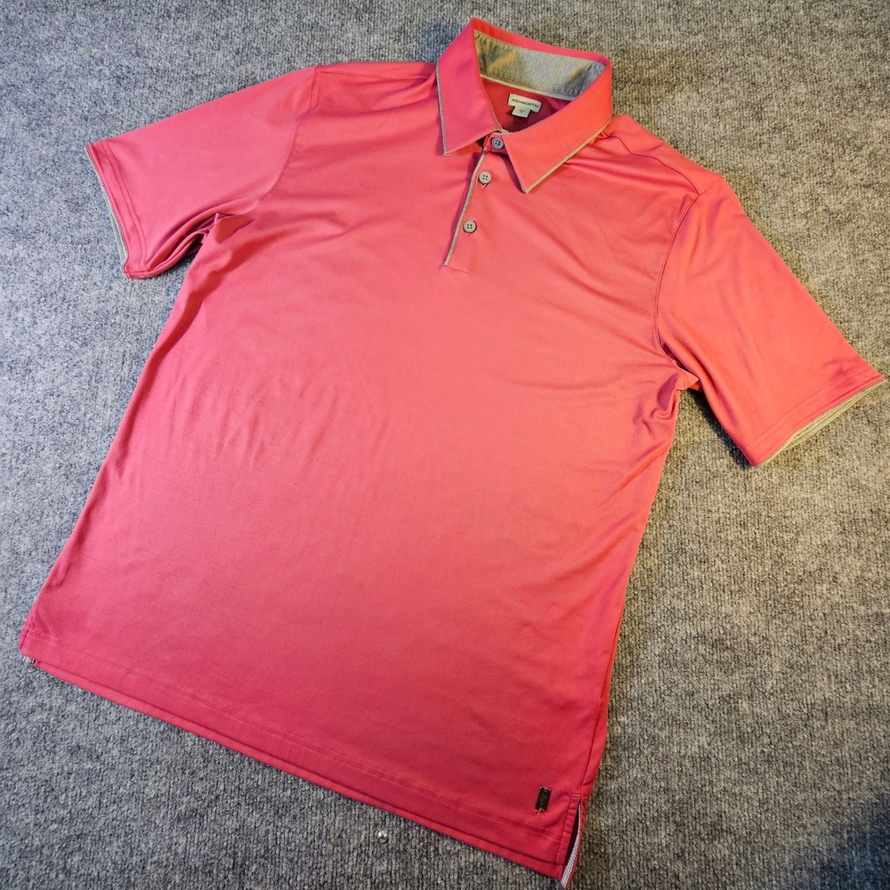 Ashworth Polo‎ Shirt Men's Medium Coral Pink Performance Stretch Golf S/S Casual